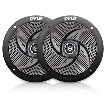Image of Low Profile Waterproof Marine Speakers 100W 4 Inch 2 Way 1 Pair Slim Style and Weather Resistant Outdoor Audio Stereo Sound System, For Boat, Off Road Vehicles Pyle (Black)