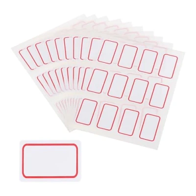 Image of M&amp;G 600 Pcs Name Tag Stickers, Labels Stickers Waterproof Adhesive Blank for Stuff Daycare Supplies Bottle Clothes Fabric Folder Office Camp, 18x32mm, Red White