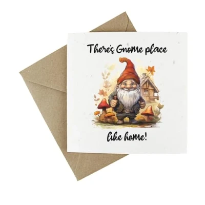 Image of Plantable New House Wildflower Card Eco Friendly Seeded Congratulations On Moving Greeting Theres Gnome Place Like Home