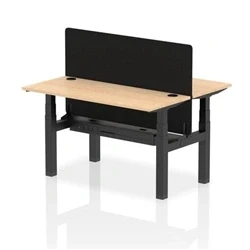 Image of Air B2B 1400x600mm Adjustable 2P Bench Desk CP Maple/Black + Screen