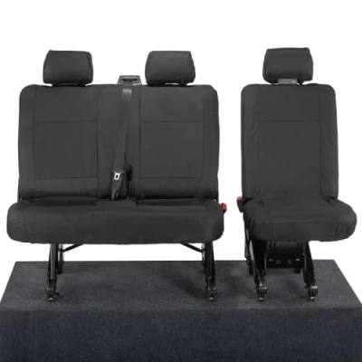 Image of UK Custom Covers SC212B SC213BAD3 Tailored Heavy Duty Waterproof 2nd Row Seat (Single/Double) Black To Fit VW Transporter T6/T6.1 Kombi 2015 Onwards