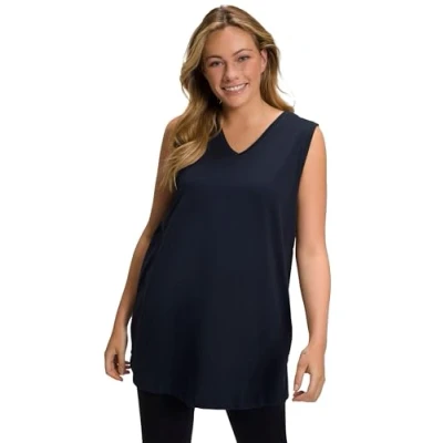 Image of Ulla Popken Women&#039;s Basic V Top t Shirts, Navy Blau, 16 18
