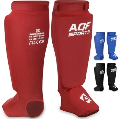 Image of AQF Shin Guards Pads Kickboxing Muay Thai MMA Instep, EVA Padded Sparring Training Martial Arts Boxing Elasticated Leg Support Foot Protective Gear, karate BJJ Taekwondo CE UKCA SATRA Approved