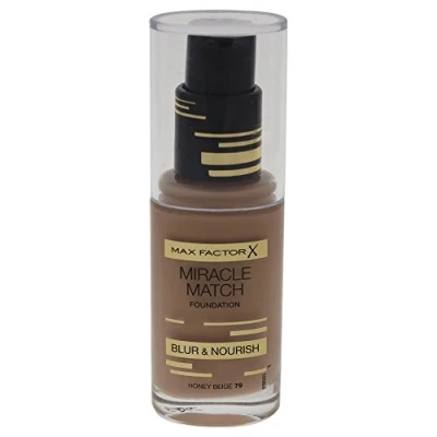 Image of 3 x Max Factor Miracle Match Blur &amp; Nourish Foundation 30ml 79 Honey Beige