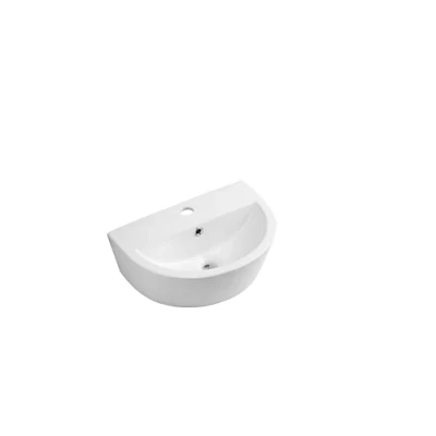 Image of Modern Curved Ceramic Basin Wall Hung Cloakroom Bathroom Sink