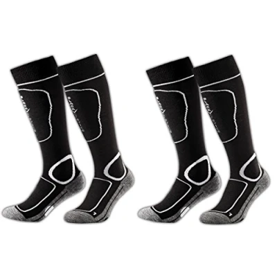 Image of Black Crevice Adult Ski Socks 2 Pairs Multicoloured (Black/Red) 31 34