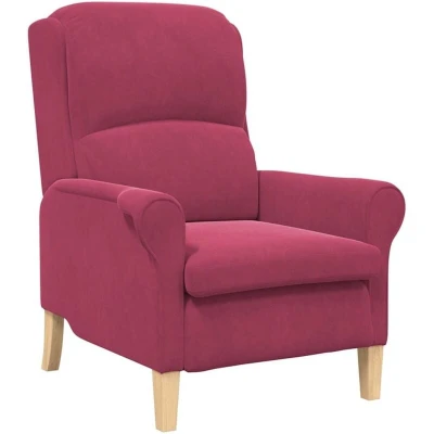 Image of vidaXL Wine red Armchair Polyester fabric with wooden legs