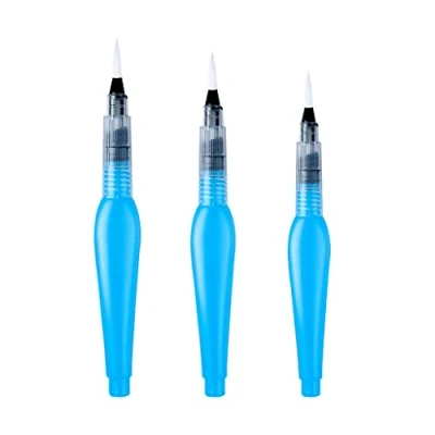 Image of 3/6Pcs Water Paint Brush Set Refillable Pen Fine Flat Nib for Watercolor Blending Artist Beginner Supply Kids Adults Professional