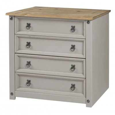 Image of Mercers Furniture Corona Grey Wax Small 4 Drawer Chest