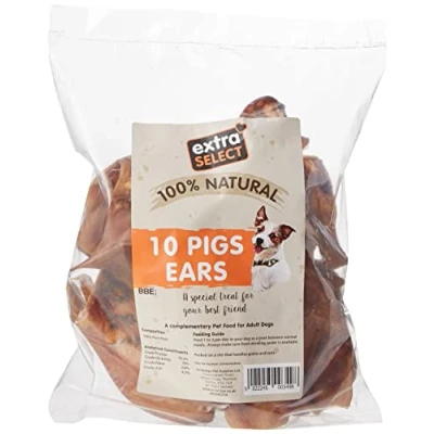 Image of Extra Select Pigs Ears Tasty Dog Treat Chews Pack of 1