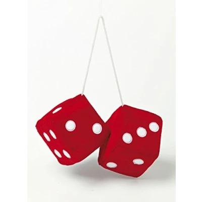 Image of Sumex Branded Home &amp; Car Mirrior Hanging Fluffy Furry Dice (Red with White Spots)