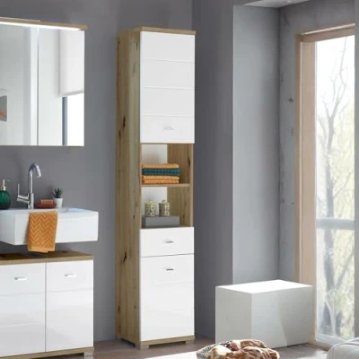 Image of Julian Bowen Tall Cabinet, Engineered Wood, White, One Size