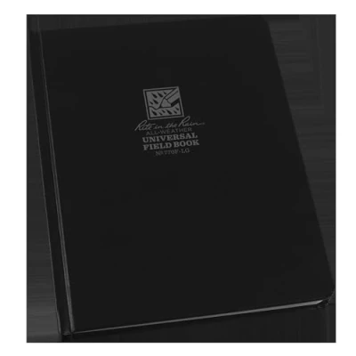 Image of Rite in the Rain Weatherproof Hard Cover Notebook, 6.75&quot; x 8.75&quot;, Black Cover, Universal Pattern (No. 770F LG)