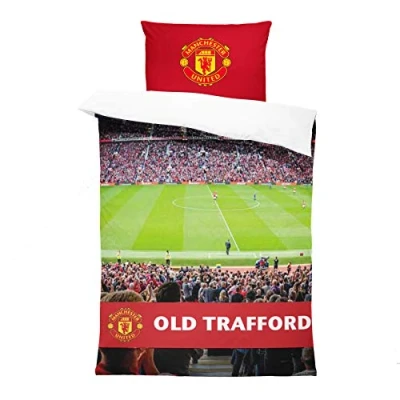 Image of FOCO Manchester United FC STADIUM FOOTBALL PREMIER LEAGUE CHAMPIONSHIP DIGITIAL PRINT SINGLE DUVET BEDSPREAD BEDROOM QUILT COVER