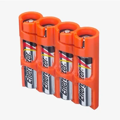 Image of Storacell by Powerpax SlimLine AAA Battery Caddy, Orange, Holds 4 Batteries