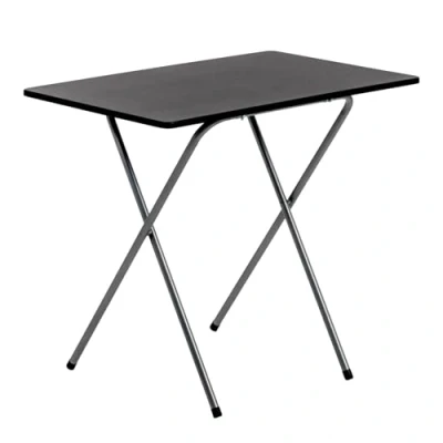 Image of Black/Silver Wooden Folding Desk By Harbour Housewares Easy Assemble