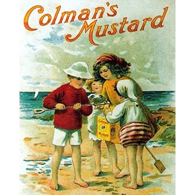 Image of Colmans Mustard Beach Vintage Metal Wall Sign 6x8inches Plaque Retro Poster Art Picture Print