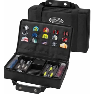 Image of Casemaster by GLD Products Classic Nylon Dart Carrying Case For Steel and Soft Tip Darts, Holds 12 Darts Numerous Other Accessories via Generous Storage Pockets, Tubes Boxes, Black