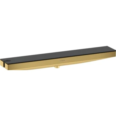 Image of Hansgrohe 26843990 Rainfinity Wall Outlet Porter 500 Shelf, Polished Gold Optic, Shower Holder Left