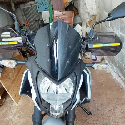 Image of Lorababer Motorcycle Fits for Z 125 Hard ABS Wind Deflector Windshield Screen Double Bubble Airflow Windscreen Flyscreen Windproof Protector Compatible with K awasaki Z125 2019 2023 (Smoke)