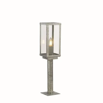 Image of Box II 500mm Outdoor Post, Silver &amp; Clear Glass, IP44