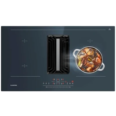 Image of Klarstein AirJet 90 Induction Hob with Extractor A++ Energy Efficiency, 750 m3/h Exhaust, 10000 W Boost, Touch Control, Flex Zones, Child Lock, Anthracite
