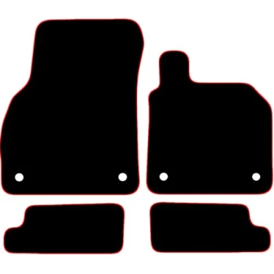 Image of Carsio Carpet Car Mats For Audi TT 2014+ onwards 4 Piece Set Tailored Fit Floor Mat Complete Accessory Black Custom Fitted All Weather, Anti Slip Backing &amp; Red Trim