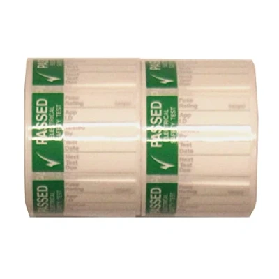 Image of Warning Signs Laminated Pass Test Labels LGE S/A Vinyl 250 ON A ROLL