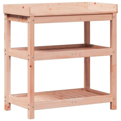 Image of vidaXL Solid Wood Douglas Potting Table with Shelves Brown Garden Workbench, Ventilated Slat Design for Outdoor, Patio, Terrace, Greenhouse 82.5x45x86.5 cm, 12.8 kg