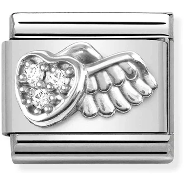 Image of Nomination Silver Winged Heart Charm