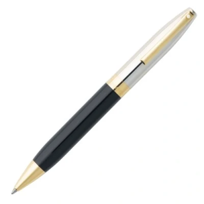 Image of Sheaffer Legacy Heritage Ballpoint Pen Black Laque Barrel, Polished Palladium Plate Cap featuring 22k Gold Trim