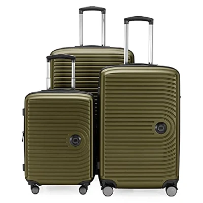 Image of HAUPTSTADTKOFFER Mitte Set of 3 Suitcases Hand Luggage Suitcase 55 cm, Medium 68 cm + Large Travel 77 Hard Shell ABS, TSA, Avocado