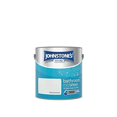 Image of Johnstone&#039;s Bathroom Paint Botanical Pearl Mid Sheen Finish Stain Blocker Use in Moist &amp; Damp Areas Low Odour Dry 1 2 Hours 12m2 Coverage per Litre 2.5L