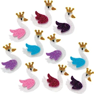 Image of Baker Ross AX834 Swan Princess Stickers Pack of 100, Foam Self Adhesives, Perfect for Children to Decorate Collages and Crafts, Ideal Schools, Craft Groups, Party Crafting, Home