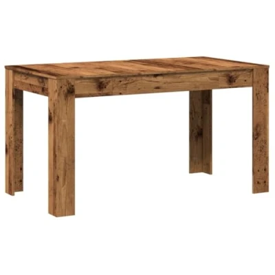 Image of vidaXL engineered wood dining table modern rectangular for kitchen or room, old finish, durable &amp; water resistant surface, 140x74.5x76 cm brown color