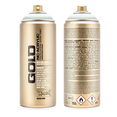 Image of Montana Cans 285905 Spray Can 400 ml Gold Translucent Colors, GLD400 T9100 White