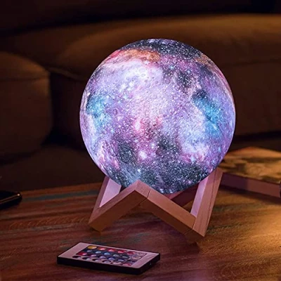 Image of Moon Lamp Night Light for Kids Adults 16 Colors with Timer, Stand &amp; Remote/Touch Control Galaxy Birthday Valentines Gifts Women Mood Lighting Bedroom Home Decor 5.9 in