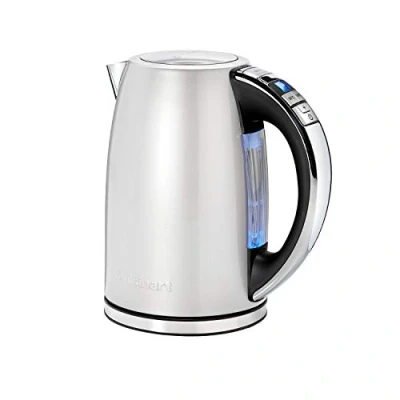 Image of Cuisinart Multi Temp Jug electric kettle, Fast boil, 3KW, Cordless, Frosted Pearl, Stainless Steel finish, 1.7L Capacity, Adjustable temperature, Removable washable anti scale filter