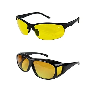 Image of Boolavard 2 Pack Night Vision Glasses For Driving Anti Glare Polarized Sunglasses Unisex UV400