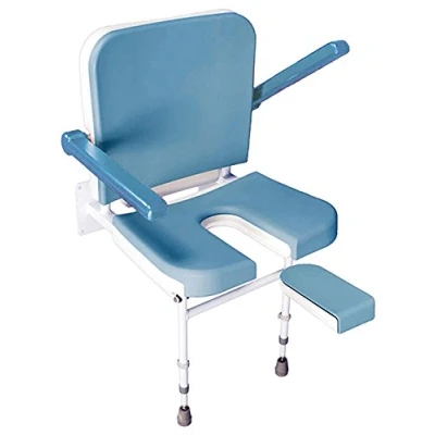 Image of Aidapt Two in One Wall Mount Fold Away Shower Seat with Legs and support Arms For Elderly, Disabled, Pregnant or Unsteady on their Feet Users