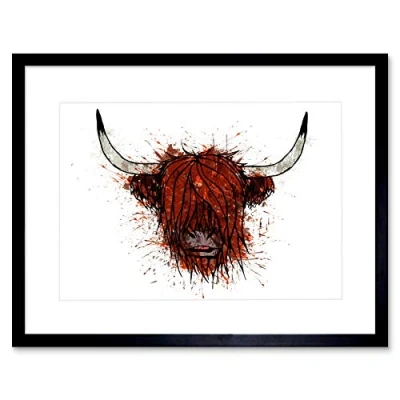 Image of Wee Blue Coo Highland Cow Portrait Art Framed Wall Print
