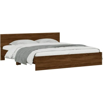 Image of vidaXL Bed Frame with LED without Mattress Brown Oak 200x200 cm