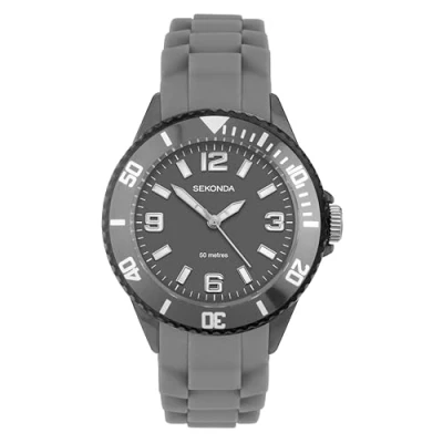 Image of Sekonda Unisex Child Quartz Watch, Analogue Classic Display and Silicone Strap 1566.27, Grey Strap/Grey Dial