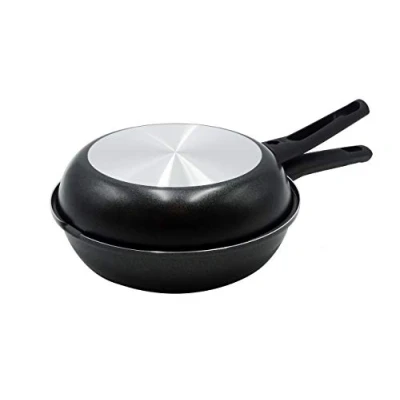 Image of Pentole Agnelli Family Cooking Pastry Double Frying Pan with Handle, Diameter 28 Cm, Silver