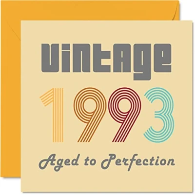 Image of 31st Birthday Cards for Men Women Vintage 1993 Aged To Perfection 31 Card Funny Her Him, 145mm x Best Friend Greeting Mum Dad Brother Sister Uncle Auntie