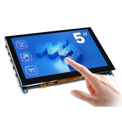 Image of Waveshare 5 inch Display for Raspberry Pi 4 Capacitive Touchscreen HDMI LCD (H) 800x480 Resolution Supports All Pi/Windows 10/8.1/8/7 Computer Monitor/Game Console/Multi mini PC BB Black