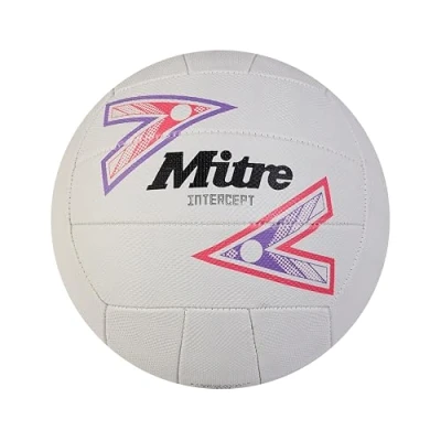 Image of Mitre Unisex Intercept Netball Soft Feel Style Durable Design, White/Purple/Pink, 4