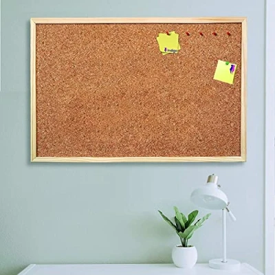 Image of indigo® Premium Cork Board 60 x 45cm Wooden Frame Pin Notice for Home, Office, School (1)