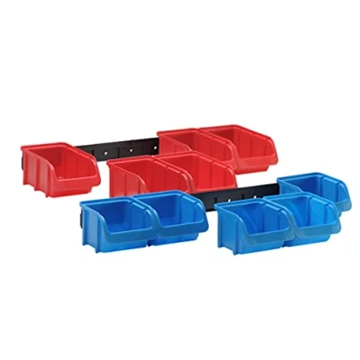 Image of huenersdorff 656820 PP Storage Bin Set with Two Plastic Rails Red/Blue
