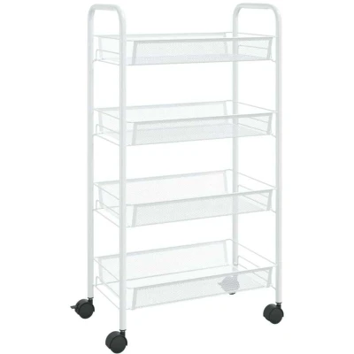 Image of vidaXL 4 Tier Kitchen Trolley White 46x26x85 cm Iron